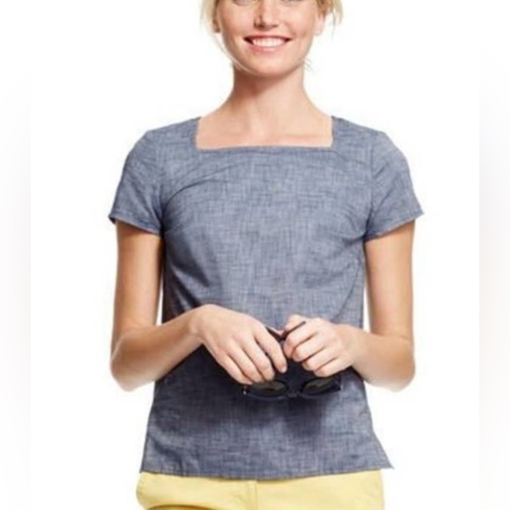 Boden Chambray Button Back Top - image 2